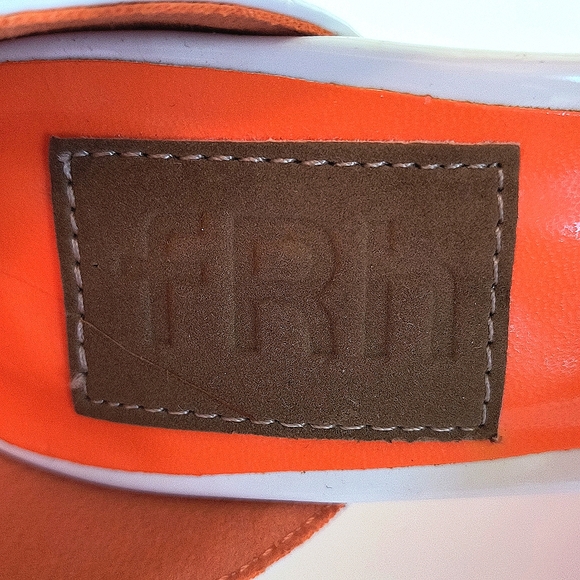 FRH Multicolor Pink White and Orange Acrylic heel Paten Leather Wedge size 6 - Picture 2 of 12